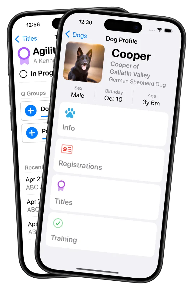 Image showing 2 iPhones displaying the Ruff Title app.